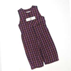 Strasburg Romper Boys Size 18m Plaid Teddy Bear Longalls Christmas Santa